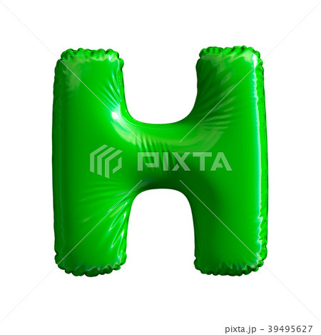 Green letter H made of inflatable balloon isolated 39495627
