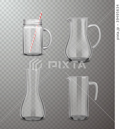 Glass Jugs Realistic Transparent Set 39495634