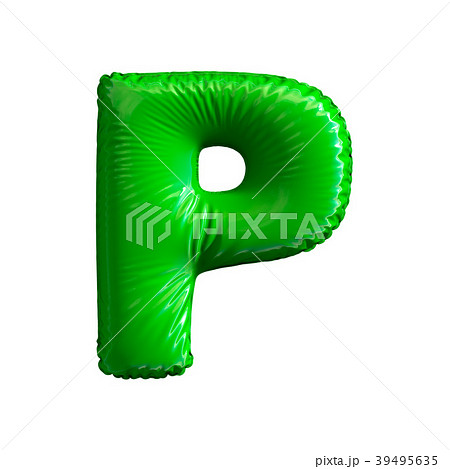 Green letter P made of inflatable balloon isolated 39495635