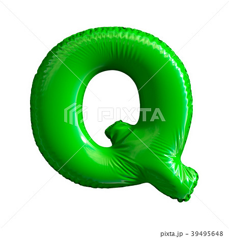 Green letter Q made of inflatable balloon isolated 39495648