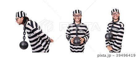 Prison inmate isolated on the white background 39496419