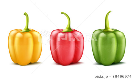 Vector set of three realistic bell peppers 39496974