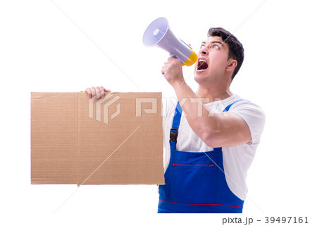 Angry construction supervisor yelling with 39497161