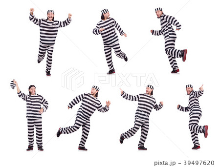 Prison inmate isolated on the white background 39497620