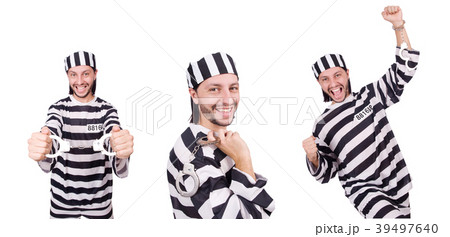 Prison inmate isolated on the white background 39497640