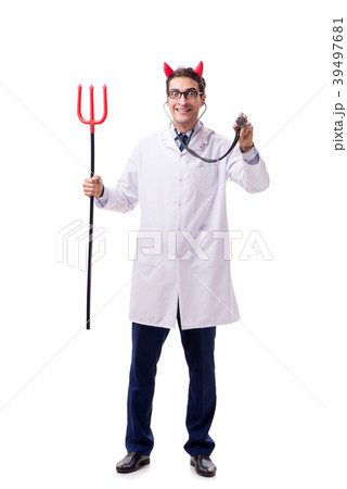 Devil doctor in funny medical concept isolated on Devil doctor in funny medical concept isolated on 39497681