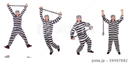Prison inmate isolated on the white background Prison inmate isolated on the white background 39497682