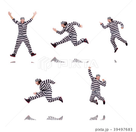 Prison inmate isolated on the white background Prison inmate isolated on the white background 39497683