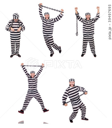 Prison inmate isolated on the white background Prison inmate isolated on the white background 39497693