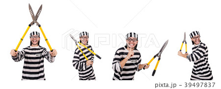 Prison inmate isolated on the white background Prison inmate isolated on the white background 39497837