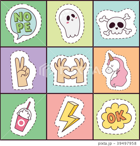 Hipster patches elements hand drawn cute 39497958