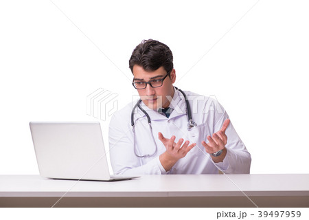Doctor in telemediine mhealth concept on white 39497959