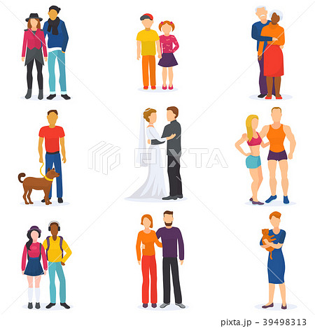Couple vector happy man and woman in love or young 39498313