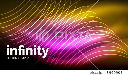 Abstract wave on dark background, shiny glowing 39499034