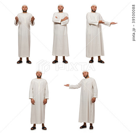 Concept with arab man isolated on white 39500088