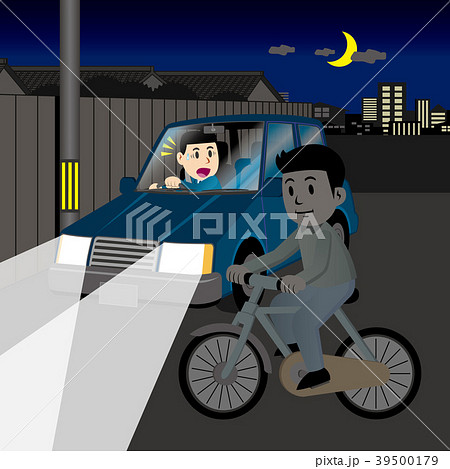 自転車の無灯火運転のイラスト素材