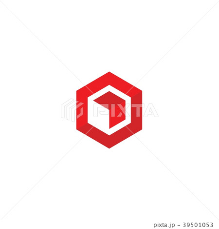 hexagon box arrow, abstract polygon logo 39501053