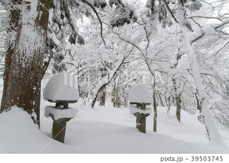 積雪の大神山神社参道 39503745