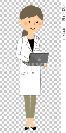 白衣の女性　ノートPC 39504093