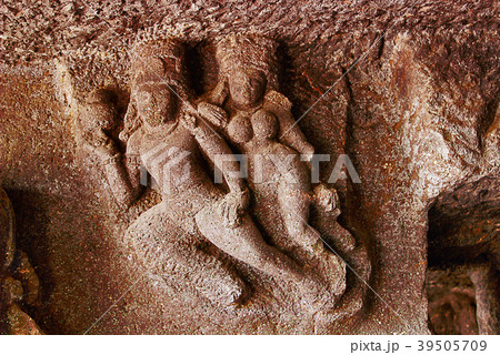 Cave 9, interior carved couple figure Cave 9, interior carved couple figure 39505709