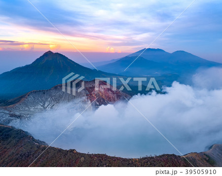 Active Volcano at Dawn on the Java Island. Aerial Active Volcano at Dawn on the Java Island. Aerial 39505910