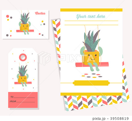Party invitation template with funny cactus Party invitation template with funny cactus 39508619