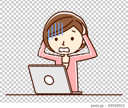 Female computer shock - Stock Illustration [39508952] - PIXTA