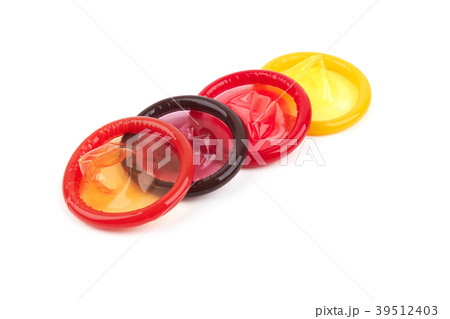 Colorful condoms isolated Colorful condoms isolated 39512403