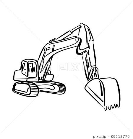 doodle outline front Hoe Loader excavator vector 39512776