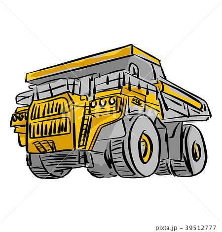 front view of  big yellow mining truck vector 39512777