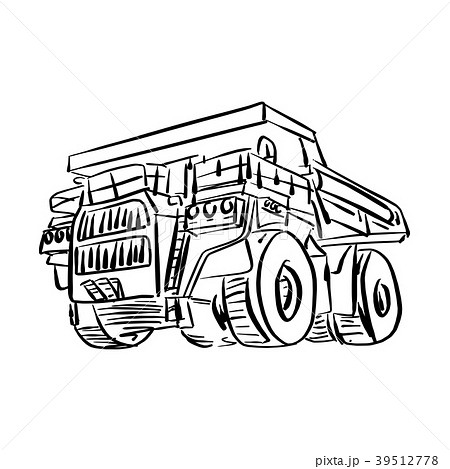 doodle outline front view of  big mining truck 39512778