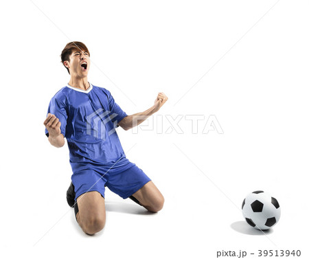 soccer player celebrating  isolated on white 39513940