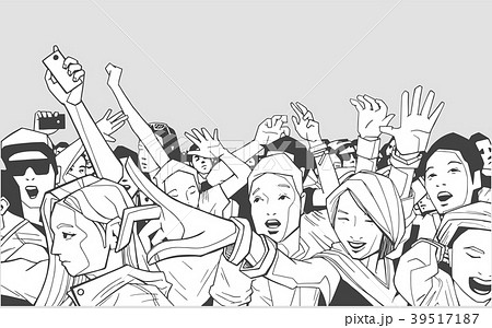 Illustration of party people at live concert 39517187