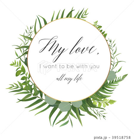 Vector floral greeting card with tropical greenery 39518758