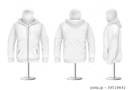 Vector 3d Realistic White Hoodie On Mannequinのイラスト素材