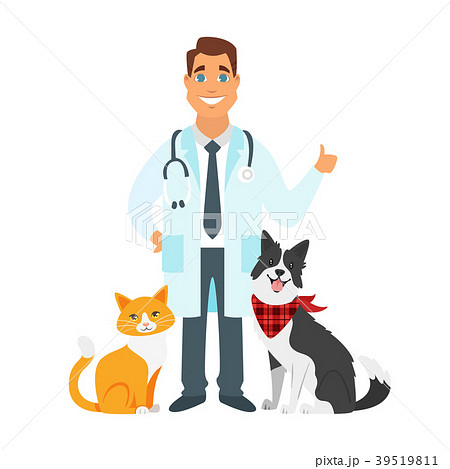 Veterinarian Doctor With Cat Dogのイラスト素材