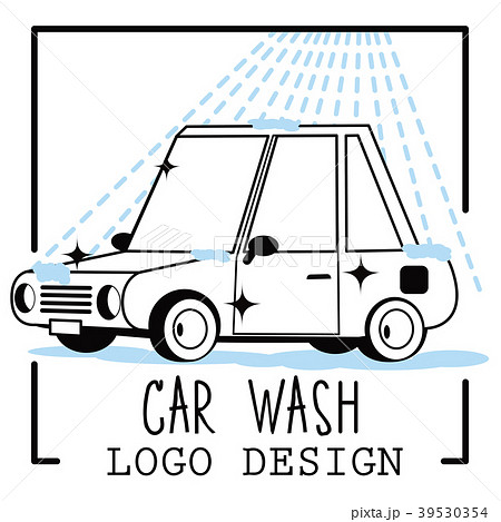 Car wash cartoon logo on light background. Flat  39530354