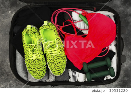 Sports accessories, sportswear in black suitcase 39531220