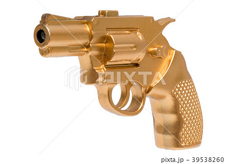 金色のおもちゃの拳銃の写真素材