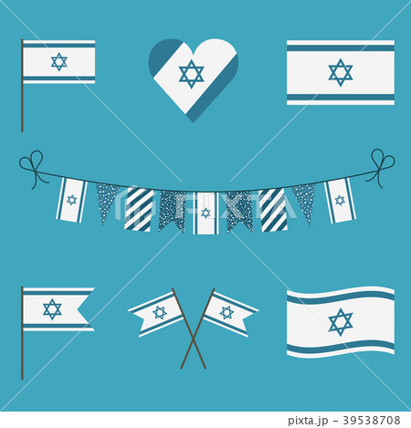 Israel flag icon set in flat design 39538708