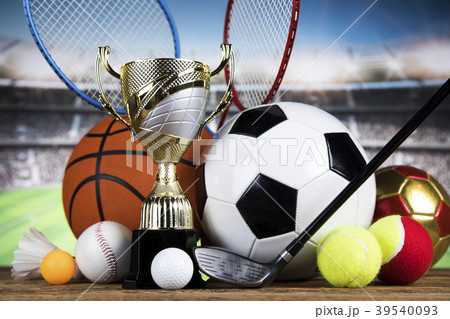 Trophy Winning, sport ball background Trophy Winning, sport ball background 39540093