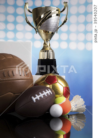 Trophy cup and sport ball background Trophy cup and sport ball background 39540207
