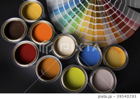 Collection of colored paints cans Collection of colored paints cans 39540293
