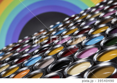 Rainbow, tin metal cans with color paint 39540490