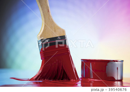 Open paint cans with a brush, Rainbow colors Open paint cans with a brush, Rainbow colors 39540676