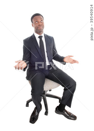 Sitting business man is confused, wondering Sitting business man is confused, wondering 39540914