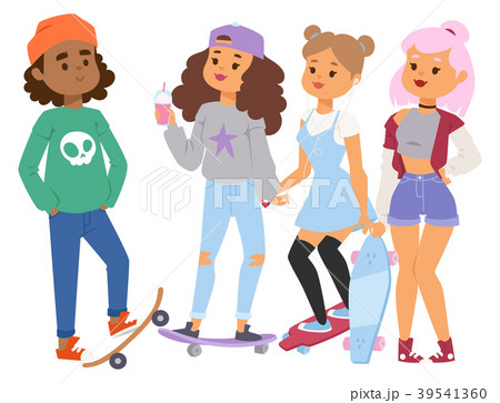 Skateboard characters vector stylish skating kids Skateboard characters vector stylish skating kids 39541360