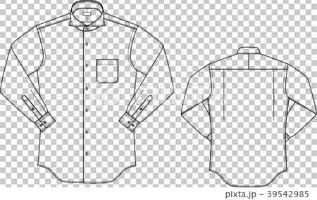 シャツ：ワイドカラー（線画） 39542985