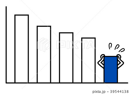 棒グラフ 青 右下がり 焦りのイラスト素材