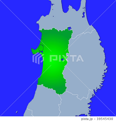 秋田県地図のイラスト素材